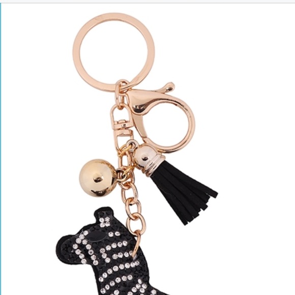NWT Bling Rhinestone Sweet Zebra Zoo Animal Keychain or Bag Charm w/ Ta… - Picture 2 of 2